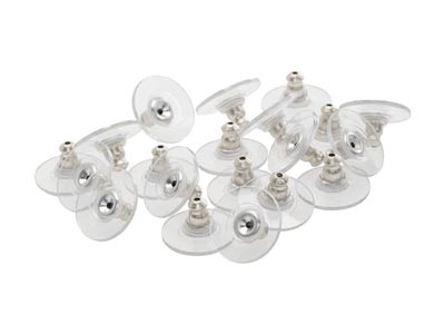 Ohrring-verschlüsse Aus Kunststoff Mit Silberbeschichtetem Metallkern, 20er-pack - Standard Bild - 1